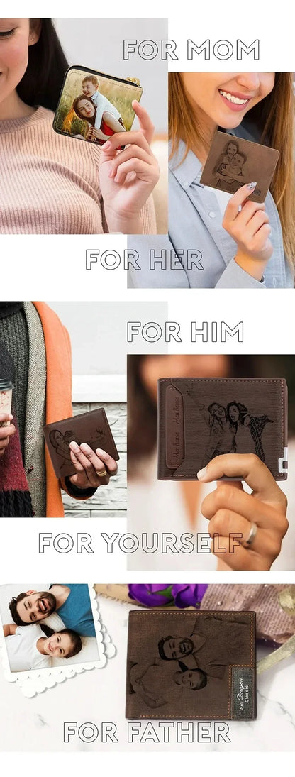 Custom Photo Wallet for Dad - Personalized Father's Day Gift for Men with Zipper & Coin Pocket, Picture Card Holder Wallets