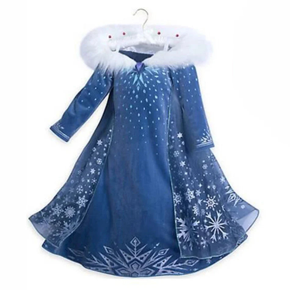 Muababy Princess Dress for Girls Aurora Belle Elsa Jasmine Cosplay Costume Party Halloween Carnival Outfit Kids 2-8Y Vestido