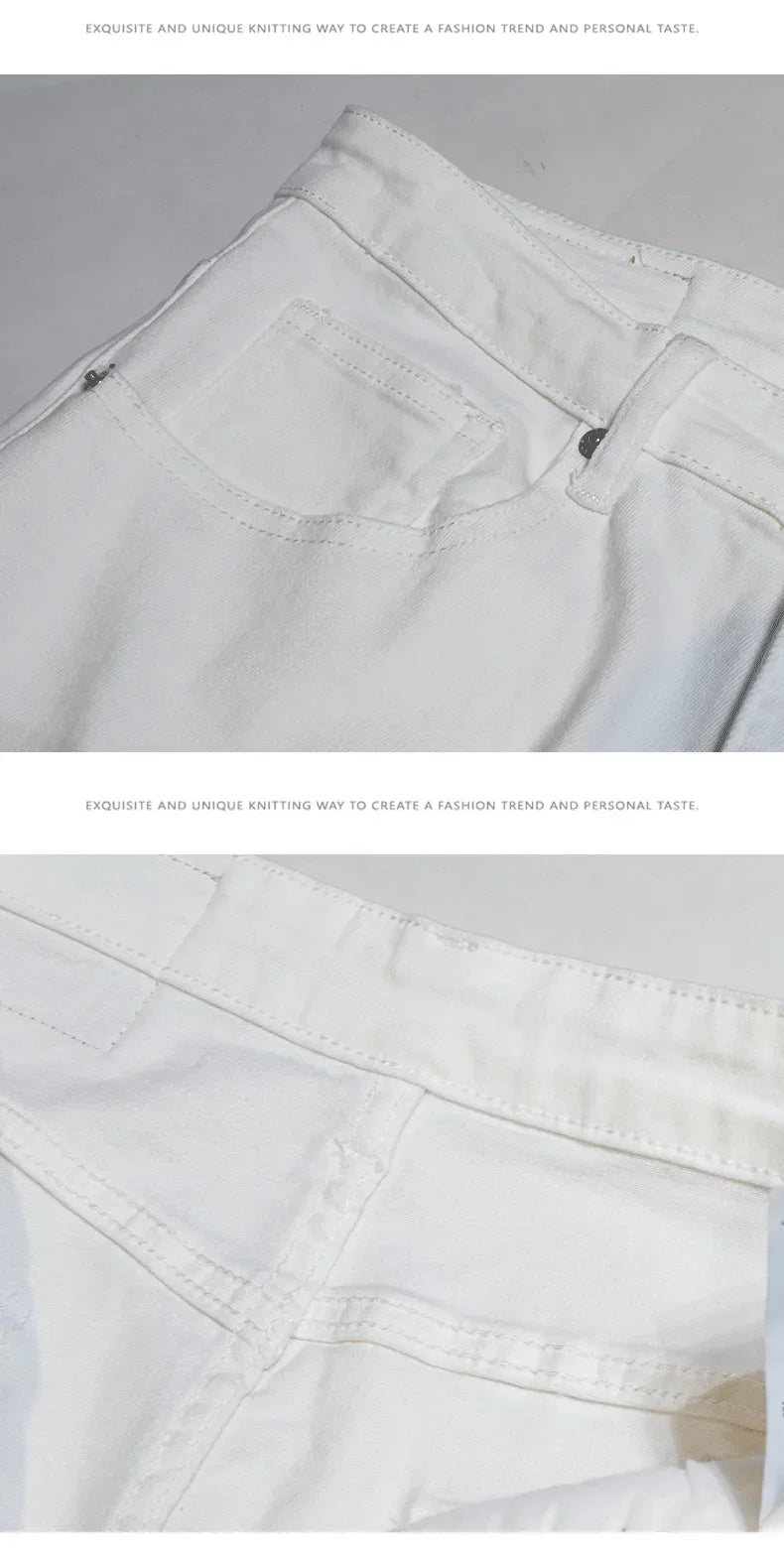 New Ripped Hole Jeans Men White Fashion Harem Male Pants  All-match Stretch Comfortable Streetwear Denim Trousers