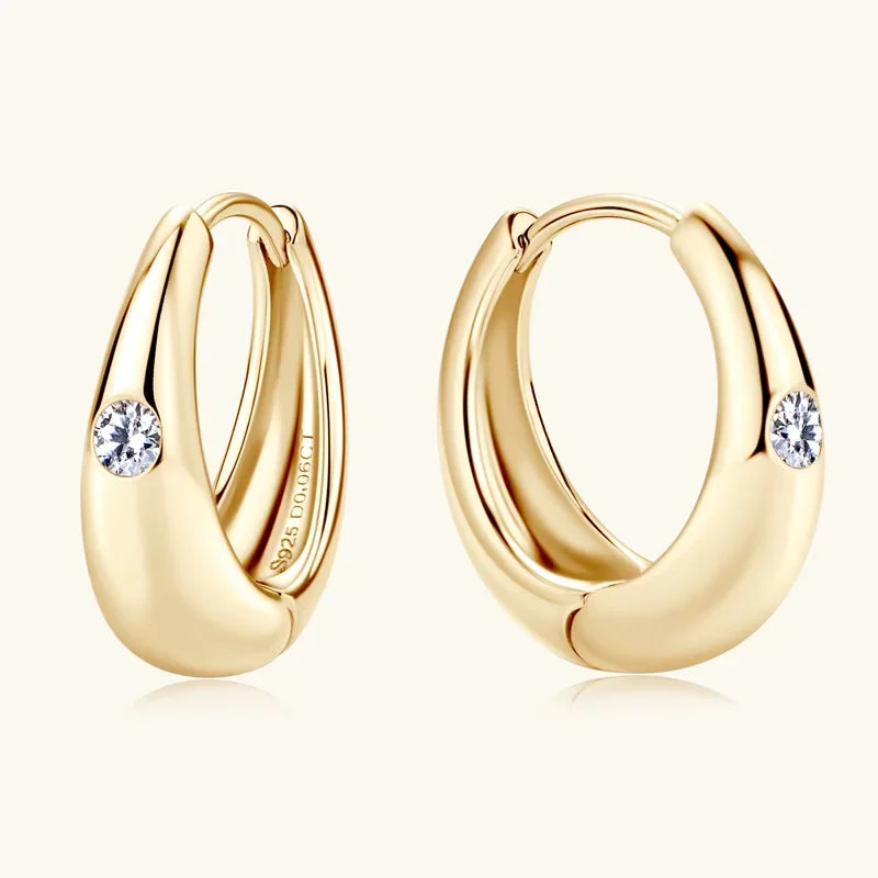 Premium Real 0.12cttw Moissanite Hoop Earrings for Women Girls S925 Silver Earring Party Fine Jewelry Small Ear Buckle Gift