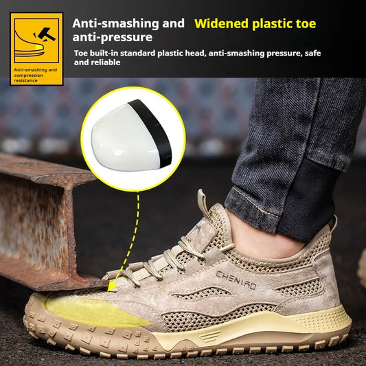 anti-puncture summer safety shoes light breathable work shoes with plastic toe 6kv Insulation work boots safety man sneakers