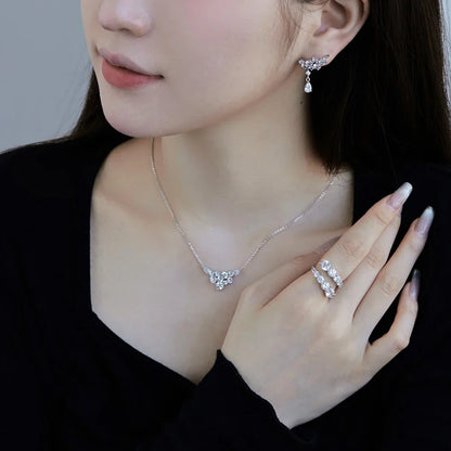4.8cttw Full Moissanite Pendant Necklace for Women S925 Silver Round & Pear Cut Lab Diamond Necklace Party Wedding Jewelry Gift