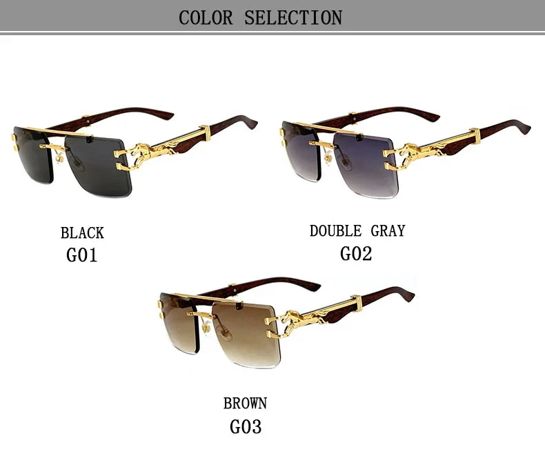New In Sunglasses For Men Wooden Rimless Sunglasses Women  Vintage Square Fashion Glasses Luxe Gafas De Sol Hombre Zonnebril Sun