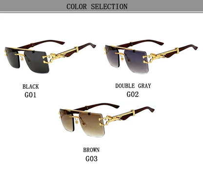 New In Sunglasses For Men Wooden Rimless Sunglasses Women  Vintage Square Fashion Glasses Luxe Gafas De Sol Hombre Zonnebril Sun