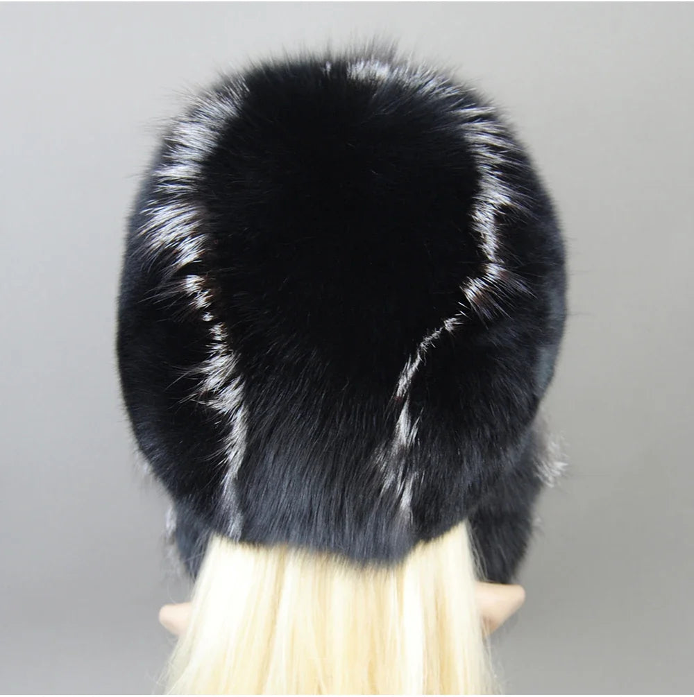 Hot Sale Lady Winter Warm Luxury 100% Natural Fox Fur Hat Fashion Fluffy Fox Fur Rex Rabbit Fur Caps Women Real Fur Bomber Hats