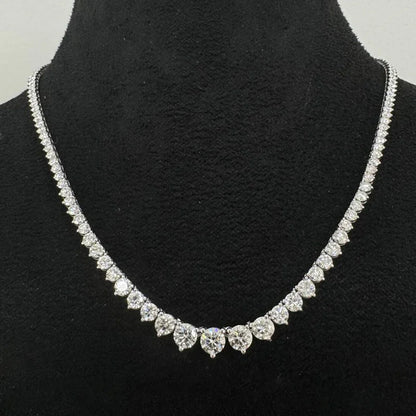 3-Claw Graduated Moissanite Tennis Necklace S925 Sterling Silver with Certificate Lab Diamond Wedding Riviera Necklace for Women
