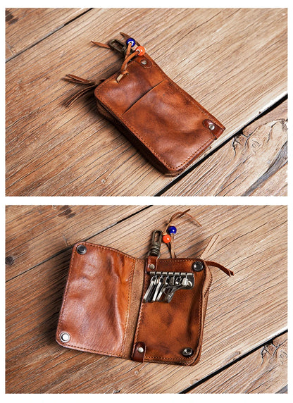 GURO High Quality Genuine Leather Key Bag Men Women Waist Hanging Car Key Case Organizer Multifunctional Card Holder Coin Purse