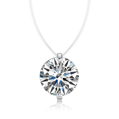 0.5-5CT Brilliant Cut Certified Moissanite Necklace for Women Sparkling Fishing Line Pendant Pure S925 Plated 18k Gold