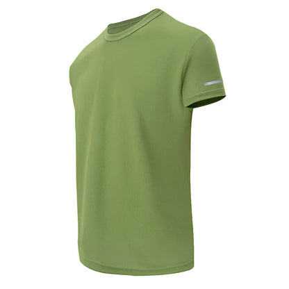 2/4/6Piece Four Seasons Men's Solid Color Round Neck Short Sleeve Top With Printed Cuffs Youth Sports And Leisure T-shirt trendy