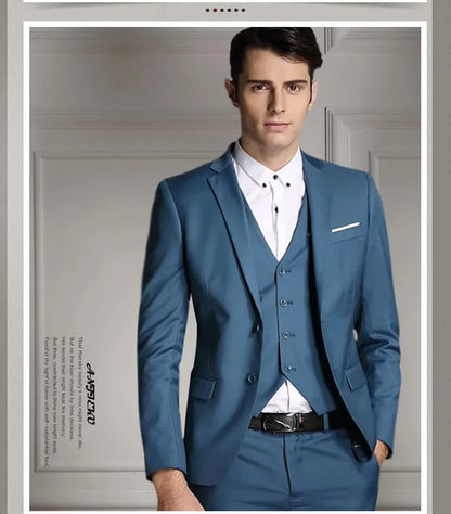 Blazers Pants Vest New Fashion Men Business Casual Suits / Male Solid Color Three Piece Sets Jacket Coat Trousers Waistcoat