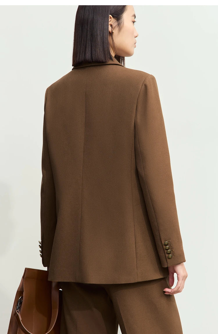 Minimalist Blazers Women Autumn 2024 Clothing Vintage Buttons Up Coat Basics Long Sleeve Jacket Office Lady Blazer 12453051