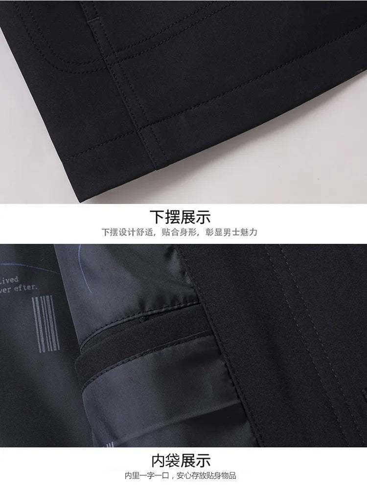 Men's Turn-down Collar Button Jacket Business Casual Outerwear for Male