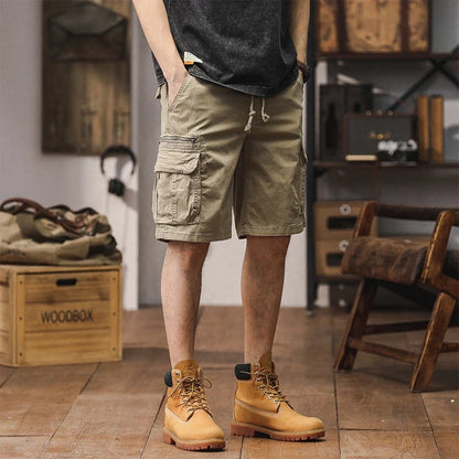 Men Summer New Multi Pocket Cargo Shorts Men Cotton Loose Breathable Fashion Trend Casual Versatile Five Points Pants Men Shorts