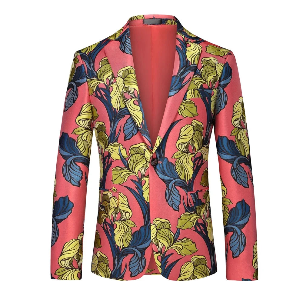 Men's Red Single-Button V-Neck Suit Jacket, Asian Sizing Long Sleeve Coat, Wedding Party Wear Blazers. 2026 New