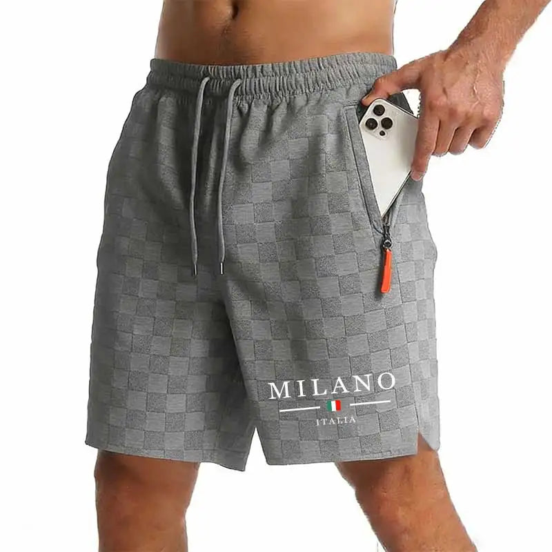 New Summer Men Zipper Pocket Sweatpants Casual Shorts Men's Beach Shorts Basketball Short Trousers Print Label Sportswear Men