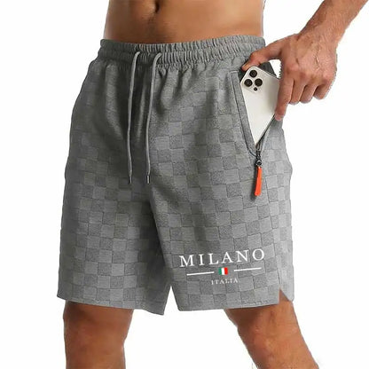 New Summer Men Zipper Pocket Sweatpants Casual Shorts Men's Beach Shorts Basketball Short Trousers Print Label Sportswear Men