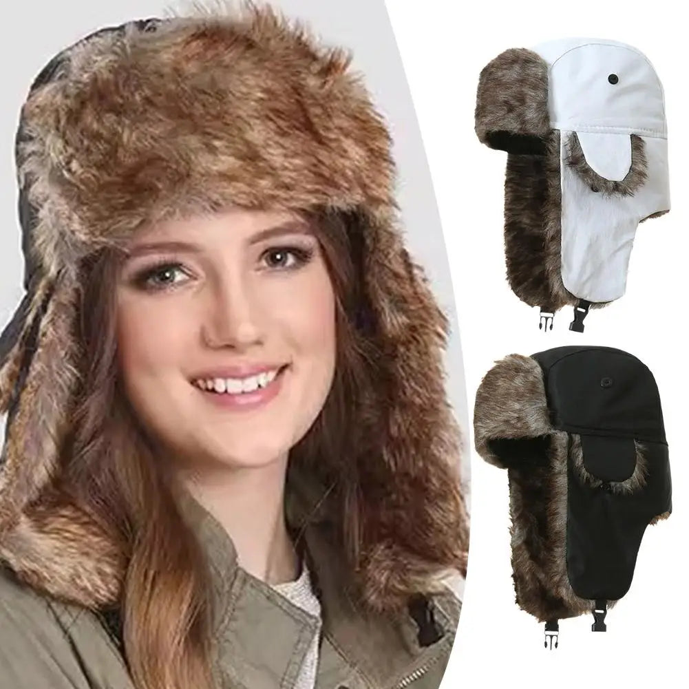 Men Women Russian Hat Trapper Bomber Hats Winter Thermal Male Caps Hat Faux Earflap Ski Lei Feng Snow Caps Outdoor Ushanka Y1D0