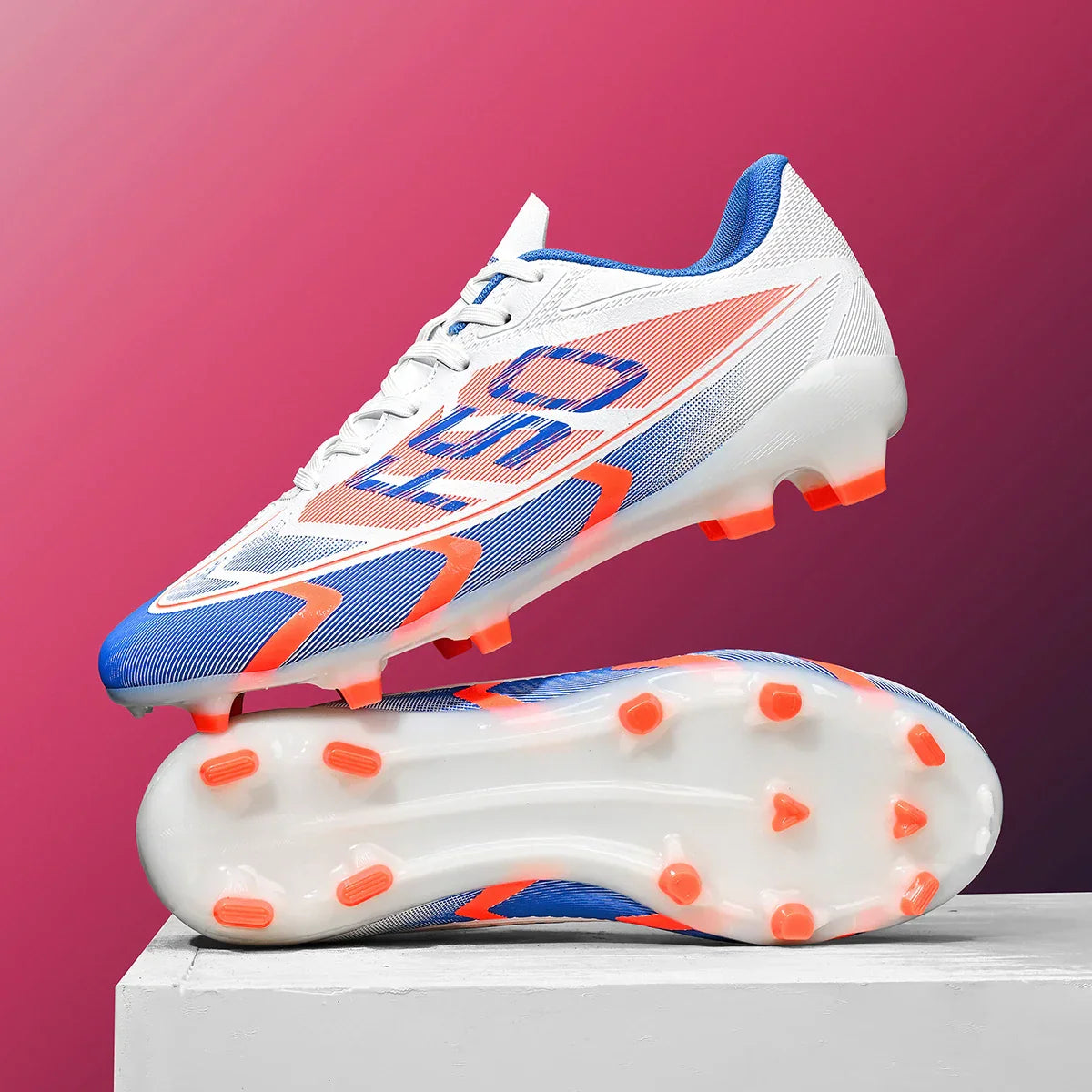 Lightweight AG /FG Soccer cleats PU Fabric Sweat Absorbent Upper TPU Non-slip Sole Durable Boys Girls Football Training
