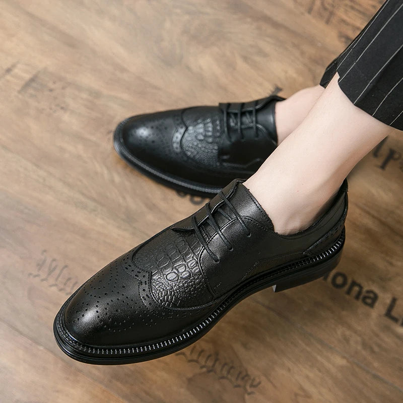 Designer Business Oxfords Formal Wedding Mens Derby Italian Original Crocodile Leather Dress Office Loafers Casual Shoes for Men