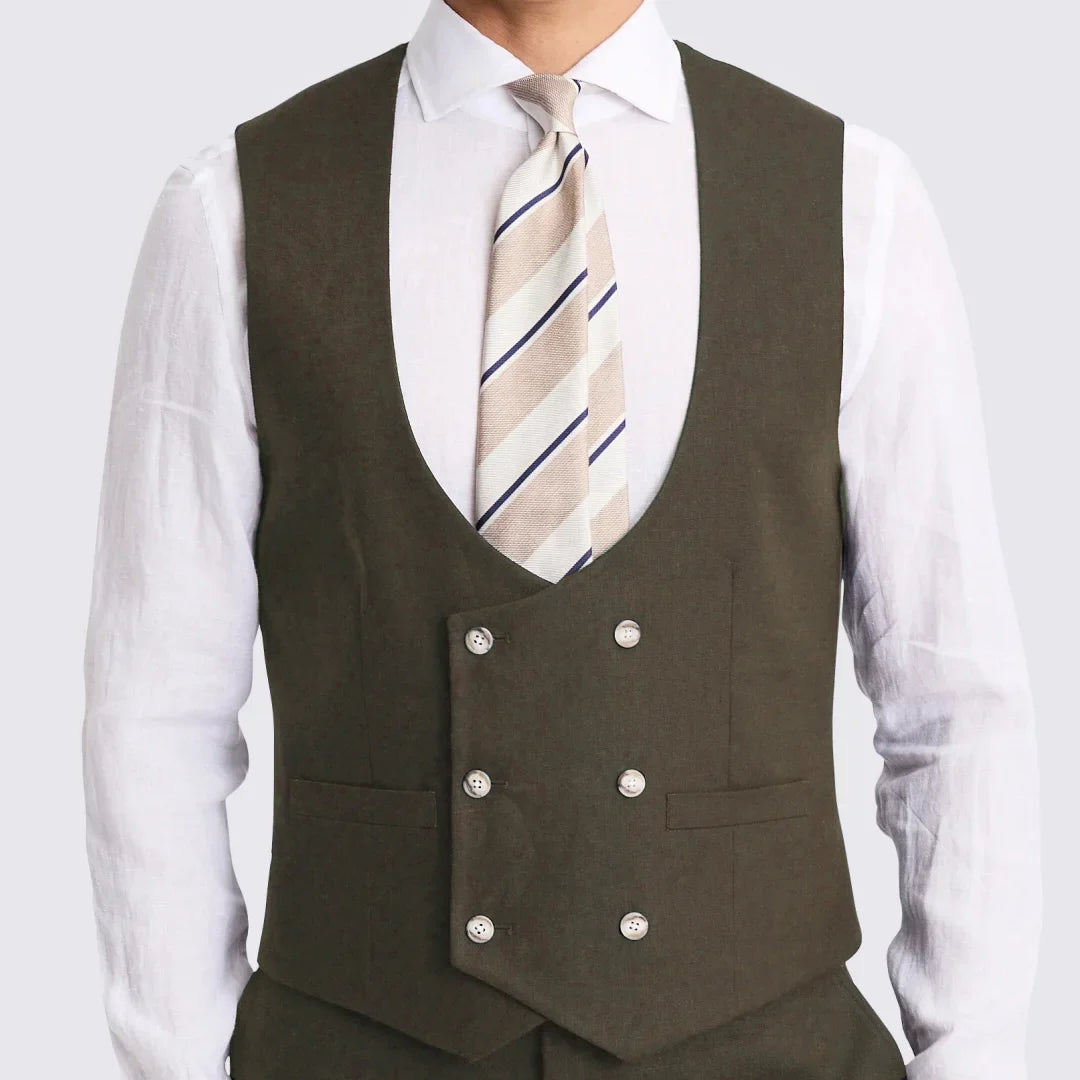 Men Vest White Solid Double Button V Neck Waistcoat For Wedding Party Banquet Business Office Work Daily Casual Men Suit Vest