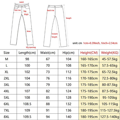 8XL New Retro Blue Men's Jeans Large Size String Banding Wide Leg Denim Pants Cotton Casual Straight Jean Trousers 6XL 7XL