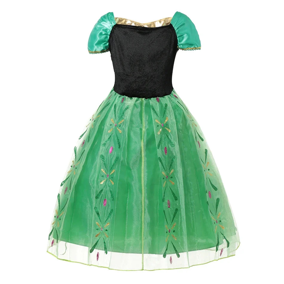2026 Kids Princess Costume Girls Elsa Anna Dress Carnival Cosplay Snow White Aurora Moana Rapunzel Mermaid Belle Party Outfits