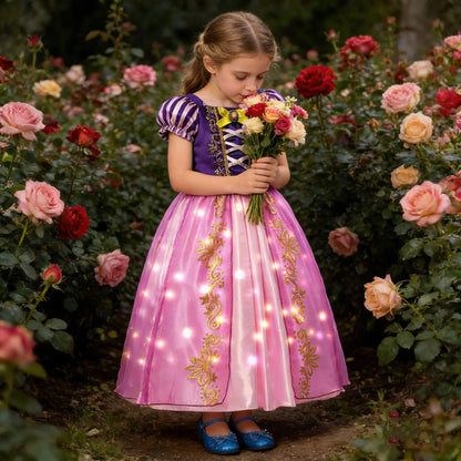 LED Light Purim Candy Dress Girls Rapunzell Princess Dress Costume Toddler Halloween Christmas Cosplay Dress Clothes for Kids