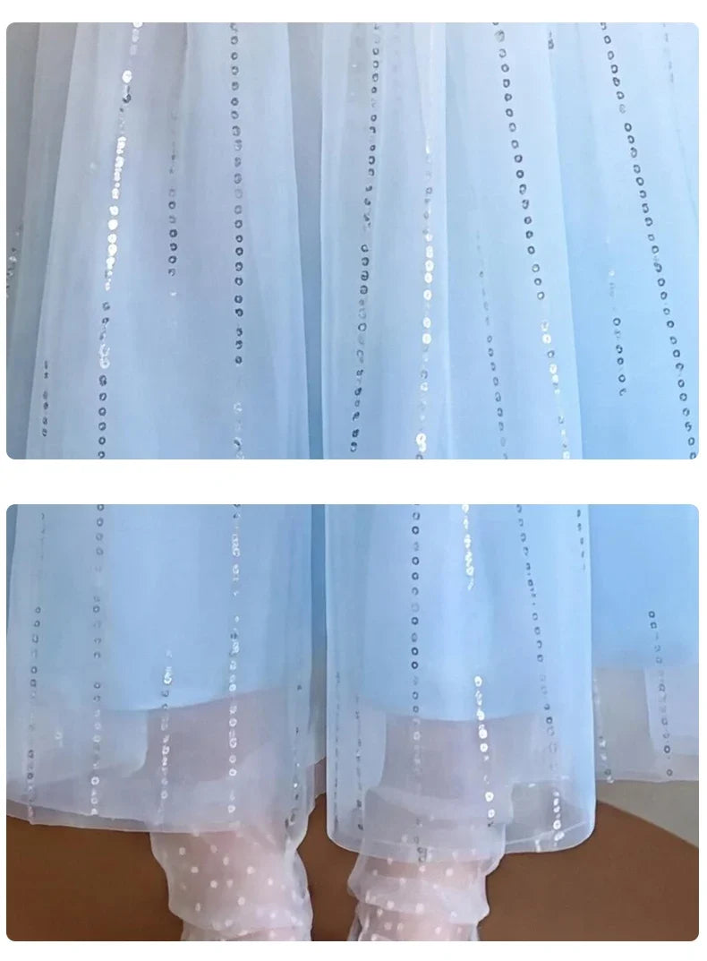 Elsa Princess Dress w/ Cape 2026 New Summer Frozen Cosplay Dresses for Little Girls Birthday Party Sleeveless Mesh Evening Dress