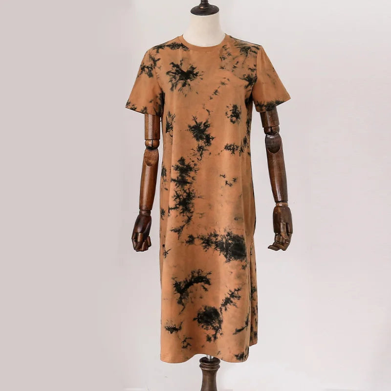 Original Casual 94% Cotton Summer Women's Dresses Solid Short Sleeve Spilt Long Midi Dress Fashion Sundress Female Clothing