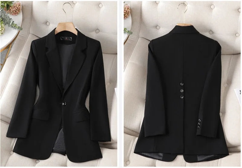 2024 New Green Blazer Women Formal Coat Female Long Sleeve Single Button Straight Jacket Office Ladies Work Wear Blazer Tops 4XL
