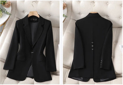2024 New Green Blazer Women Formal Coat Female Long Sleeve Single Button Straight Jacket Office Ladies Work Wear Blazer Tops 4XL