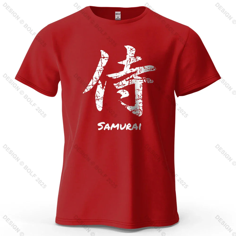 Samurai Character Printed Men's T-Shirt 100% Cotton Oversized Classic Asian Aesthetics Graphic Tees for Women Tees Streetwear