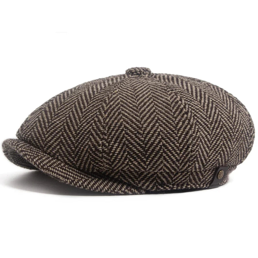 New Retro Herringbone Newsboy Cap For Men Autumn Winter Warm Beret Women Fashion Vintage Hat Hip Hop Female Flat Caps Berets