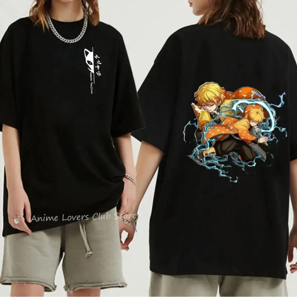 Japanese Anime Demon Slayer Graphic Print T Shirt Fashion Casual Crew Neck Short Sleeve Plus Size T Shirt Women