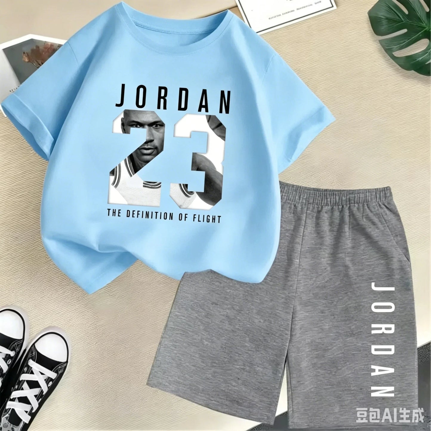 Summer Short Sleeve Children's T-shirt Set Sports Fashion Boys Girls Shorts 2pcs Set Casual Brand Print Graphics Kid Set Outfits