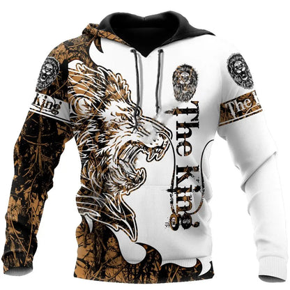 Spring and Autumn Tiger Lion Tattoo 3D Printed Men's Hoodie Unisex Harajuku Fun Hip Hop Sweatshirt Street Essential Oversized