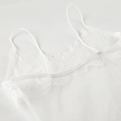Lace Transparent Mini Dress Sexy Women Wrapping Spaghetti Embroidery Flower Sheath Nightwear Club Mesh Wave Fantacy