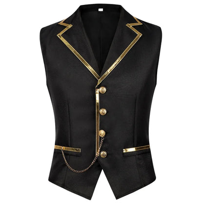 Men Suit Vest British Style Slim Contrast Color Male Waistcoat Turn Down Collar Single-breasted Wedding Party Man Vest