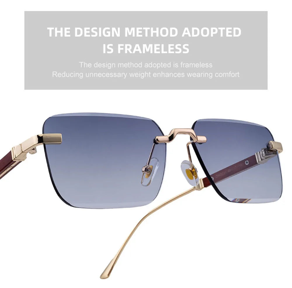 Vintage Square Sunglasses For Men Rimless Sunglasses Women Trendy Retro Fashion Glasses Gafas De Sol Hombre Lunette Soleil Femme