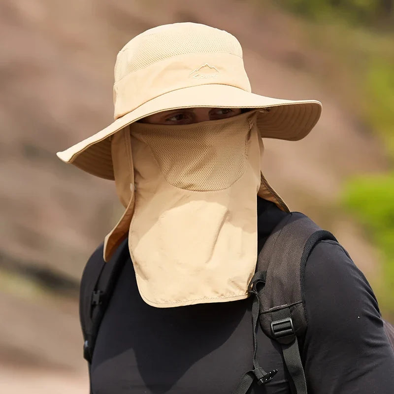Fisherman's hat, male sun hat, summer outdoor quick drying sun hat, fishing breathable sun hat, female face mask hat