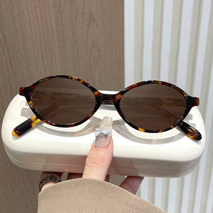 Simple Geometric Oval Small Frame Retro Design Women's Polarized Sunglasses UV Protection Customizable Prescription K9142