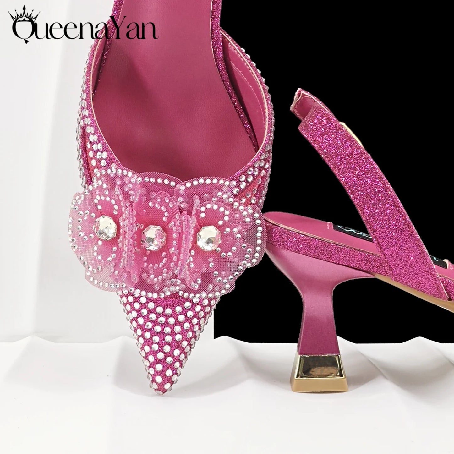 Elegant African-Inspired Evening Shoes and Handmade Clutch Set Pointed Toe High-Heel Women's Footwear and Matching Bag