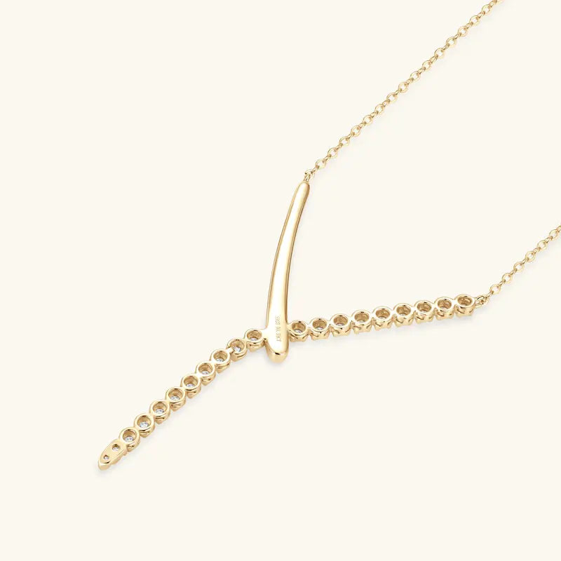 Full Round Moissanite Y-shaped Pendant Necklace for Women S925 Sterling Silver Chain Fine Jewelry Gift with Certificate