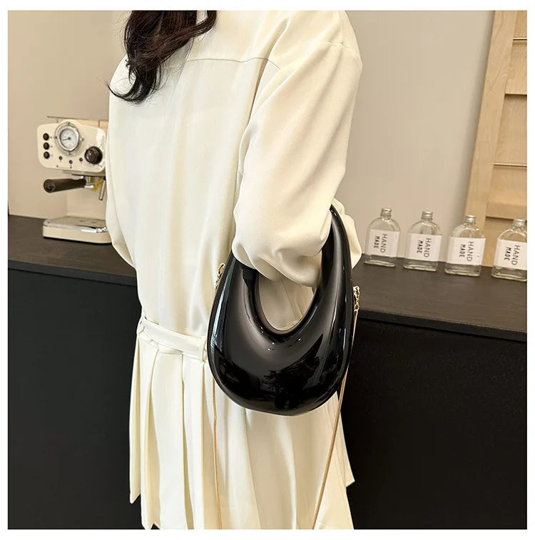 Acrylic Going Out Handbag Ins Famous Fashion Glossy Women's Dinner Bags Diagonal Span Wrist Bag Shoulder Messenger Bag
