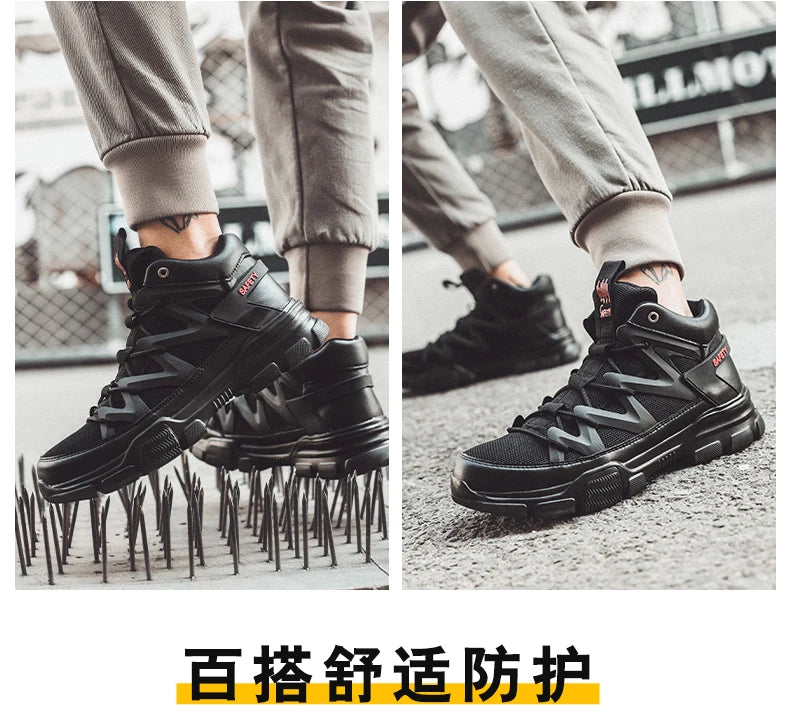 Male Work Boots Indestructible Safety Shoes Men Steel Toe Puncture-Proof Work Sneakers Male Shoes For Adult Work Shoes