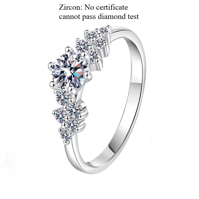 Pass Diamond Tester 5/6.5mm D VVS1 Moissanite Rings for Women Sparkling Wedding Promise Band 925 Sterling Silver Jewelry