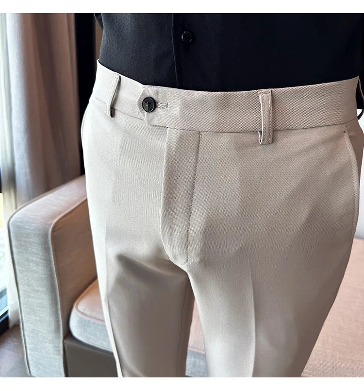 2024 Spring Autumn Fashion Business Casual Pants Men's Straight Leg Slim Fit Suit Pants Formal Office Social Wedding Dress Pants