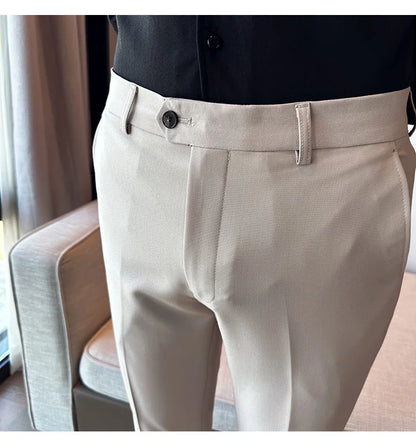 2024 Spring Autumn Fashion Business Casual Pants Men's Straight Leg Slim Fit Suit Pants Formal Office Social Wedding Dress Pants