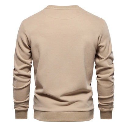 Mens Patckwork Cotton-blend Crew Neck Sweatshirts Fashion Casual Sport Round Neck Pullover Sweatshirt for Men