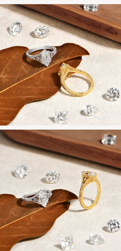 Bague en moissanite ATTAGEMS taille marquise 2 carats avec saphir de laboratoire pour femme en argent sterling 925, bijoux de mariage de luxe personnalisables
